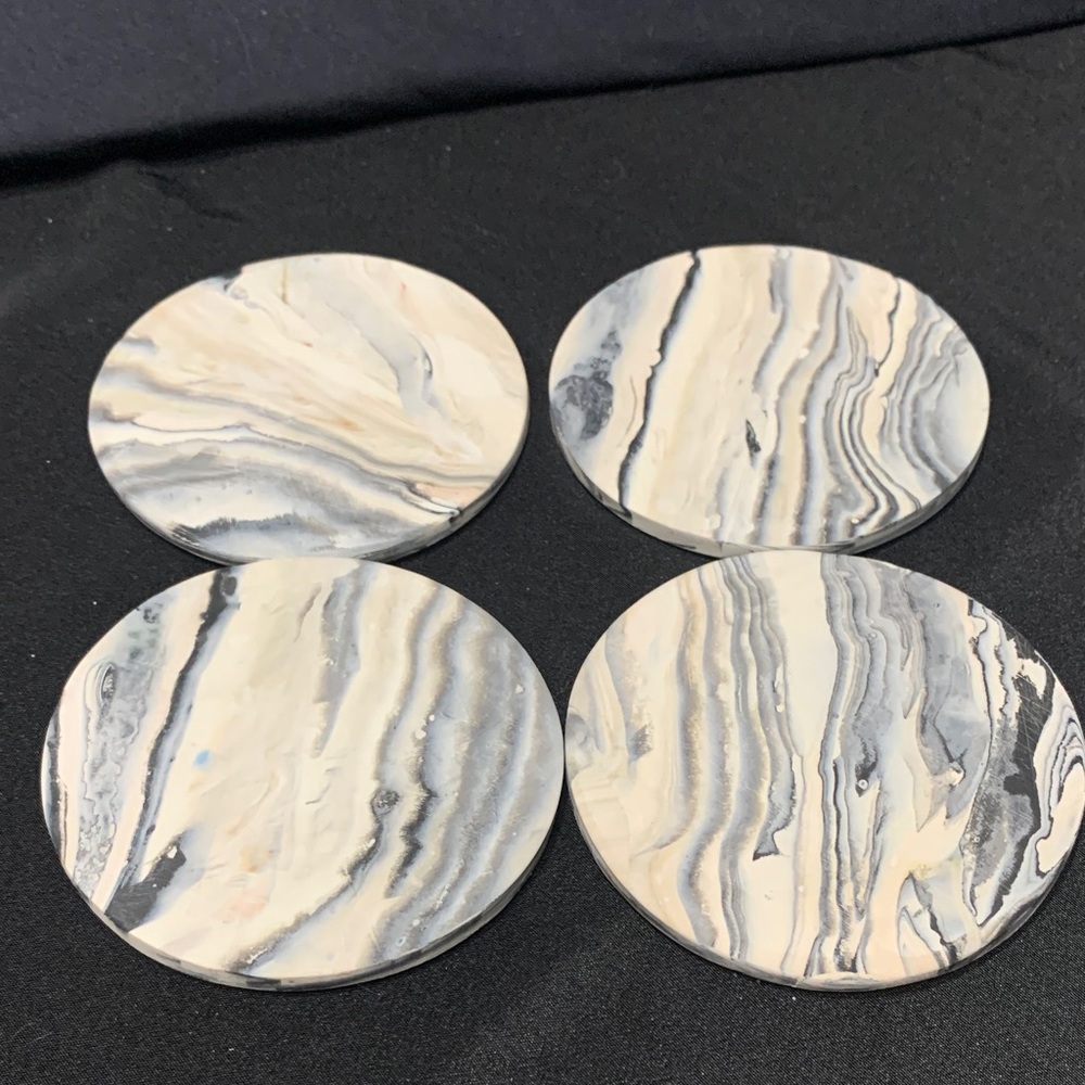Handmade Clay Marble Pattern Coasters Set of 4